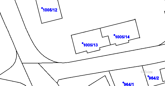 Parcela st. 1005/13 v KÚ Jirkov, Katastrální mapa