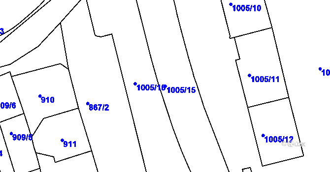 Parcela st. 1005/15 v KÚ Jirkov, Katastrální mapa