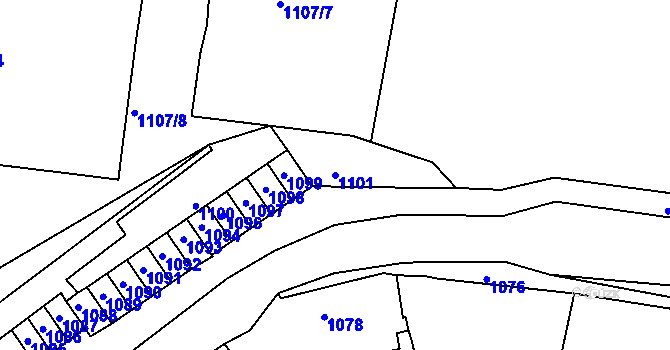 Parcela st. 1101 v KÚ Jirkov, Katastrální mapa