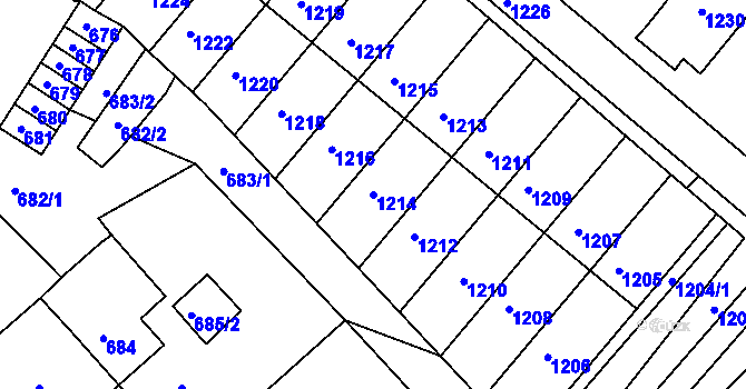 Parcela st. 1214 v KÚ Jirkov, Katastrální mapa