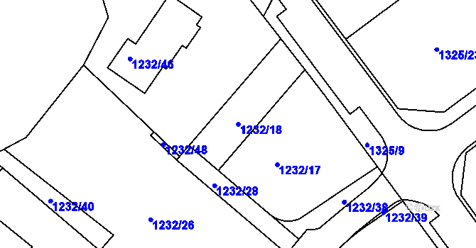 Parcela st. 1232/18 v KÚ Jirkov, Katastrální mapa
