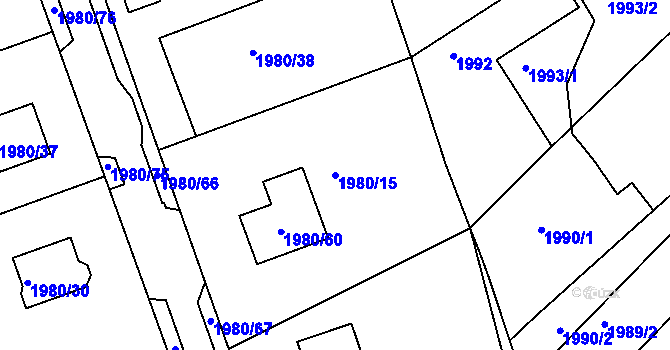Parcela st. 1980/15 v KÚ Jirkov, Katastrální mapa