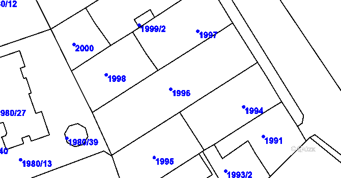 Parcela st. 1996 v KÚ Jirkov, Katastrální mapa