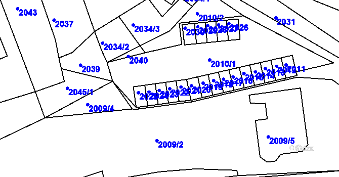 Parcela st. 2022 v KÚ Jirkov, Katastrální mapa