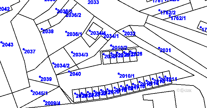 Parcela st. 2030 v KÚ Jirkov, Katastrální mapa