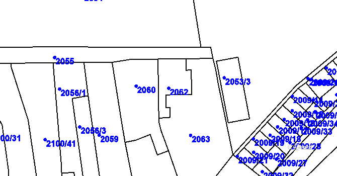 Parcela st. 2062 v KÚ Jirkov, Katastrální mapa