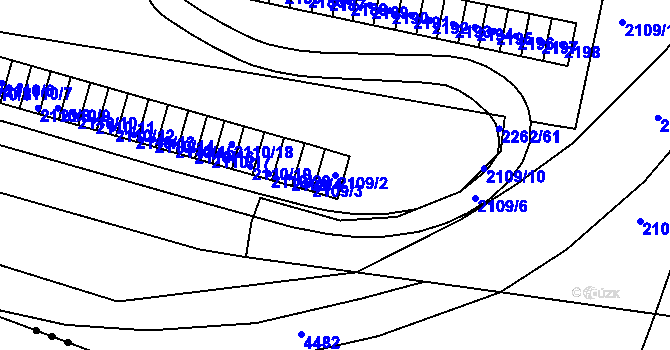 Parcela st. 2109/2 v KÚ Jirkov, Katastrální mapa