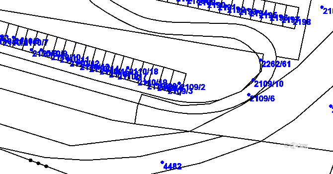 Parcela st. 2109/3 v KÚ Jirkov, Katastrální mapa