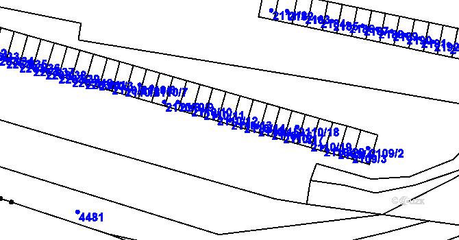 Parcela st. 2110/13 v KÚ Jirkov, Katastrální mapa