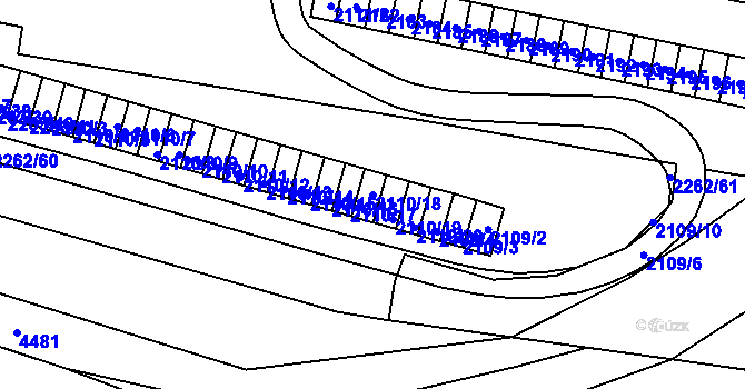 Parcela st. 2110/18 v KÚ Jirkov, Katastrální mapa