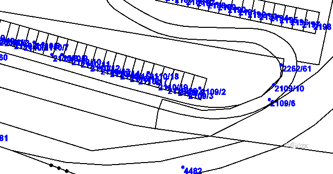 Parcela st. 2110/20 v KÚ Jirkov, Katastrální mapa