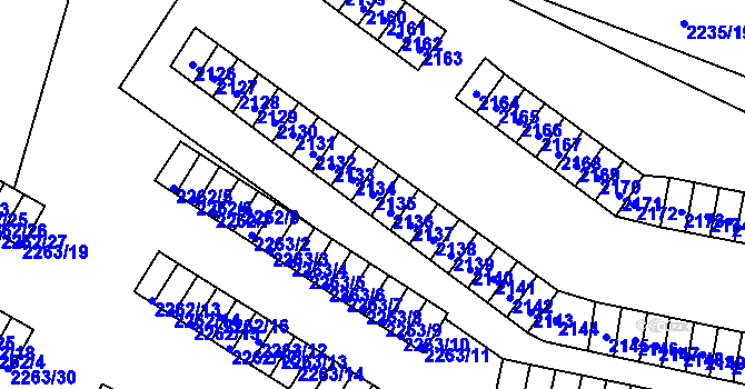 Parcela st. 2135 v KÚ Jirkov, Katastrální mapa