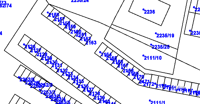 Parcela st. 2164 v KÚ Jirkov, Katastrální mapa