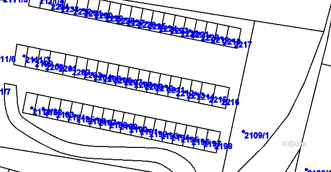 Parcela st. 2211 v KÚ Jirkov, Katastrální mapa