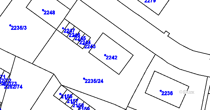 Parcela st. 2242 v KÚ Jirkov, Katastrální mapa