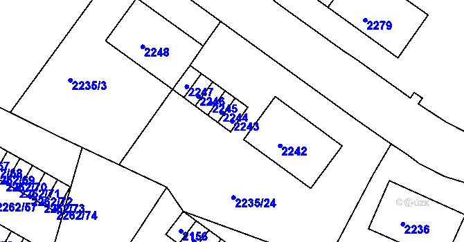 Parcela st. 2243 v KÚ Jirkov, Katastrální mapa