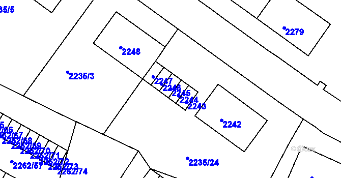 Parcela st. 2245 v KÚ Jirkov, Katastrální mapa