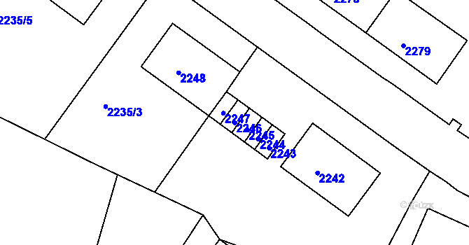 Parcela st. 2246 v KÚ Jirkov, Katastrální mapa