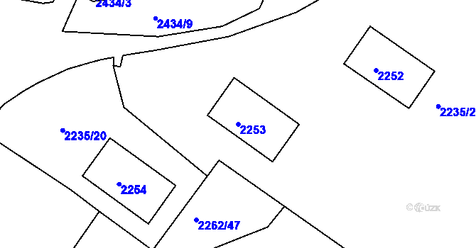 Parcela st. 2253 v KÚ Jirkov, Katastrální mapa