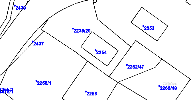 Parcela st. 2254 v KÚ Jirkov, Katastrální mapa