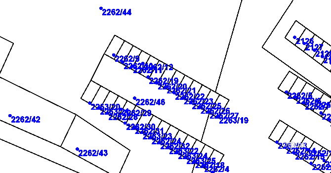 Parcela st. 2262/21 v KÚ Jirkov, Katastrální mapa