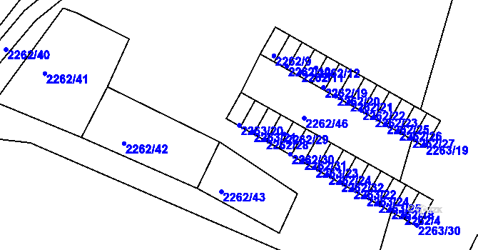 Parcela st. 2263/20 v KÚ Jirkov, Katastrální mapa