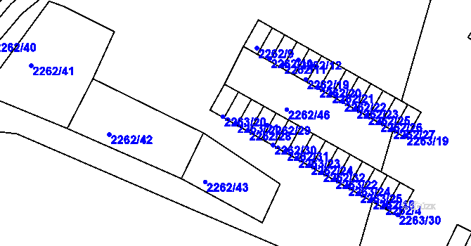 Parcela st. 2263/21 v KÚ Jirkov, Katastrální mapa