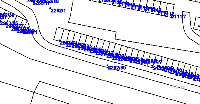 Parcela st. 2263/38 v KÚ Jirkov, Katastrální mapa