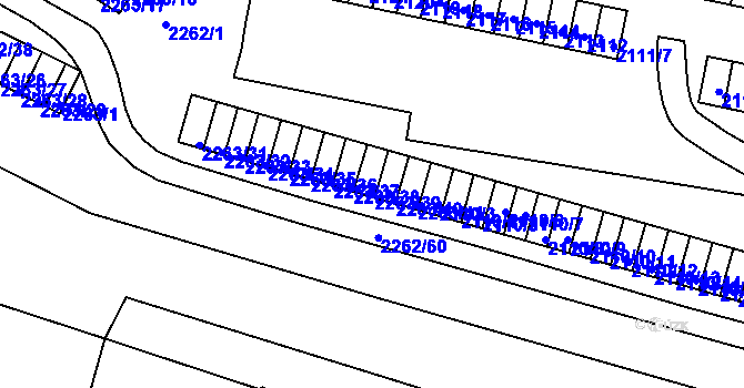 Parcela st. 2263/39 v KÚ Jirkov, Katastrální mapa