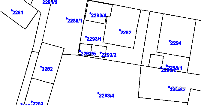 Parcela st. 2293/2 v KÚ Jirkov, Katastrální mapa