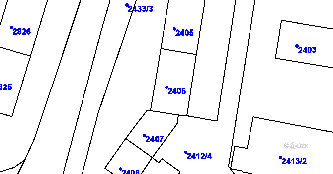Parcela st. 2406 v KÚ Jirkov, Katastrální mapa