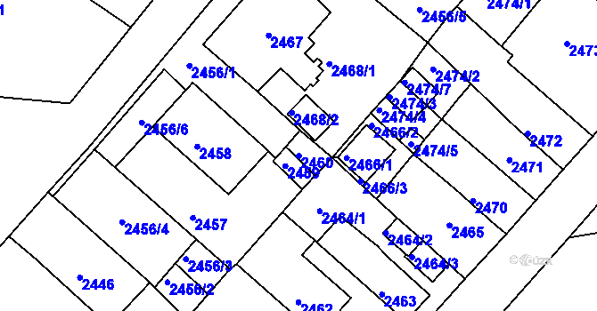 Parcela st. 2460 v KÚ Jirkov, Katastrální mapa