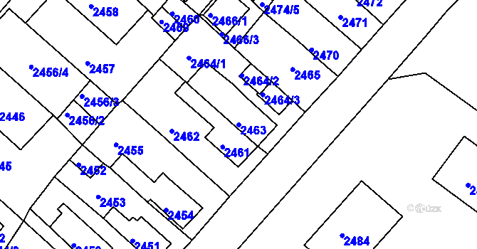 Parcela st. 2463 v KÚ Jirkov, Katastrální mapa