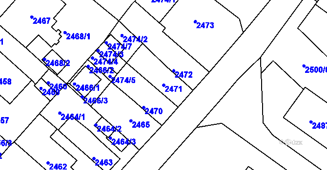Parcela st. 2471 v KÚ Jirkov, Katastrální mapa