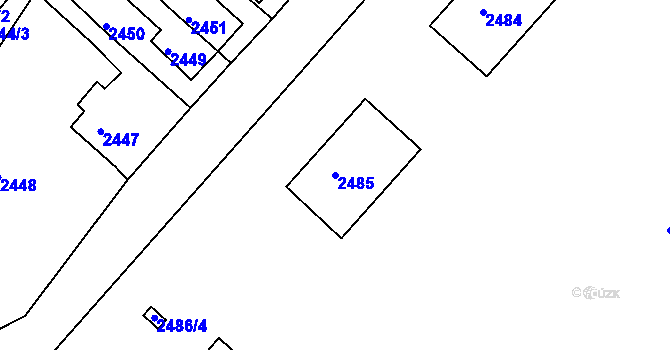 Parcela st. 2485 v KÚ Jirkov, Katastrální mapa