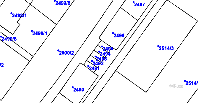 Parcela st. 2494 v KÚ Jirkov, Katastrální mapa