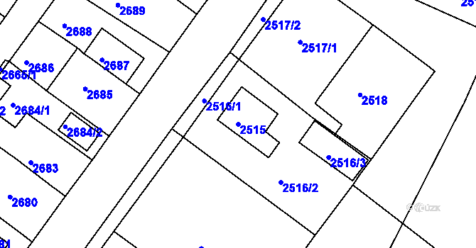 Parcela st. 2515 v KÚ Jirkov, Katastrální mapa