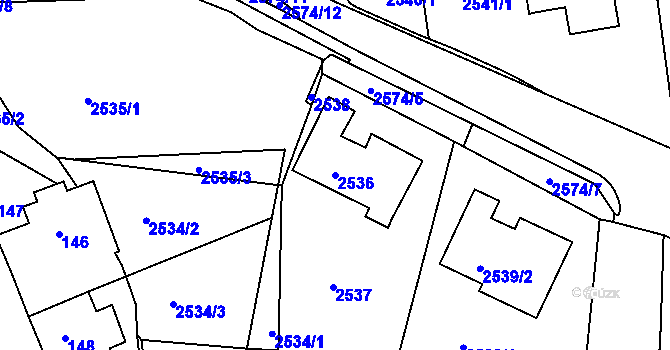 Parcela st. 2536 v KÚ Jirkov, Katastrální mapa