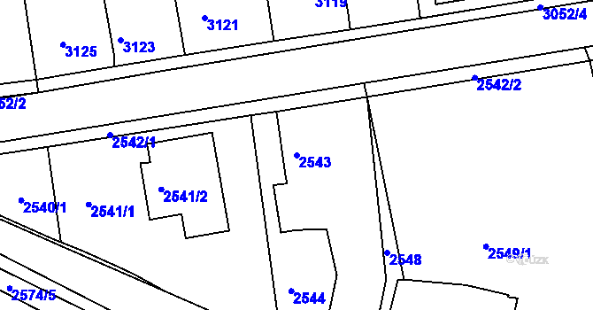 Parcela st. 2543 v KÚ Jirkov, Katastrální mapa