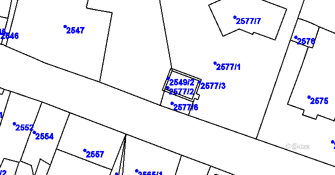 Parcela st. 2577/2 v KÚ Jirkov, Katastrální mapa
