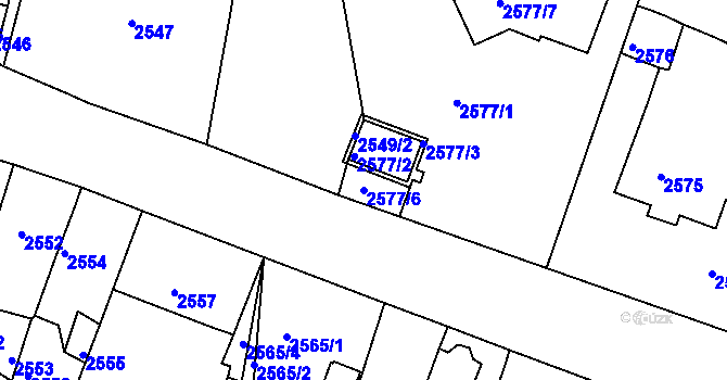 Parcela st. 2577/6 v KÚ Jirkov, Katastrální mapa