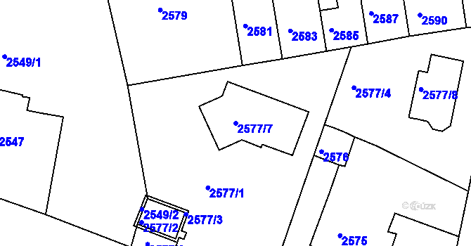 Parcela st. 2577/7 v KÚ Jirkov, Katastrální mapa