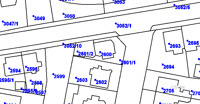 Parcela st. 2600 v KÚ Jirkov, Katastrální mapa