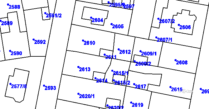 Parcela st. 2611 v KÚ Jirkov, Katastrální mapa