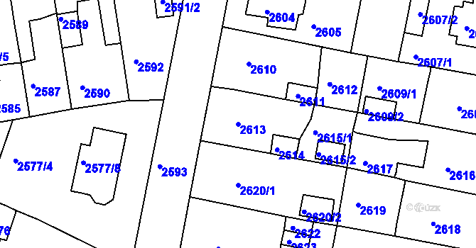Parcela st. 2613 v KÚ Jirkov, Katastrální mapa