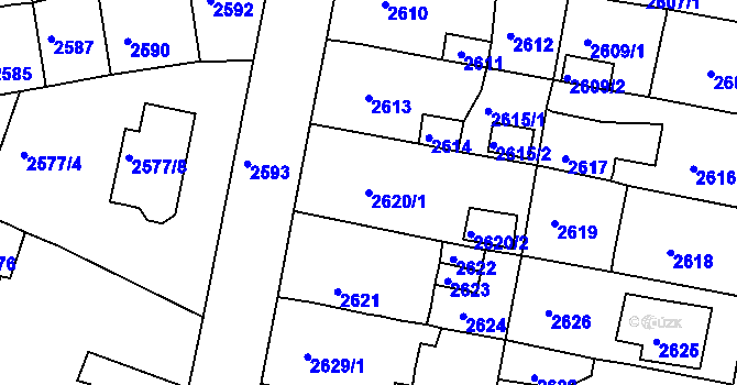 Parcela st. 2620/1 v KÚ Jirkov, Katastrální mapa