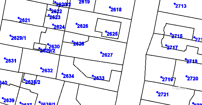 Parcela st. 2627 v KÚ Jirkov, Katastrální mapa