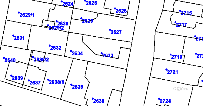 Parcela st. 2633 v KÚ Jirkov, Katastrální mapa