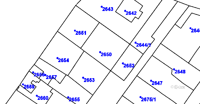 Parcela st. 2650 v KÚ Jirkov, Katastrální mapa