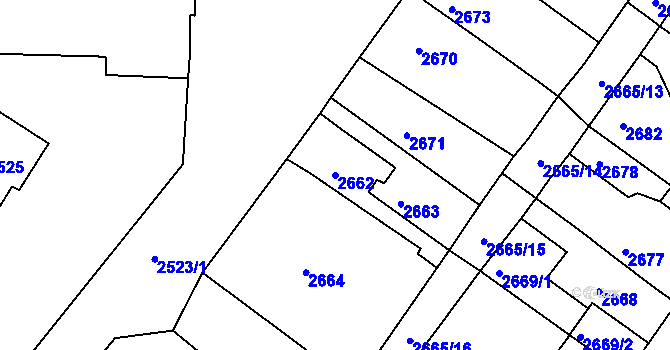 Parcela st. 2662 v KÚ Jirkov, Katastrální mapa